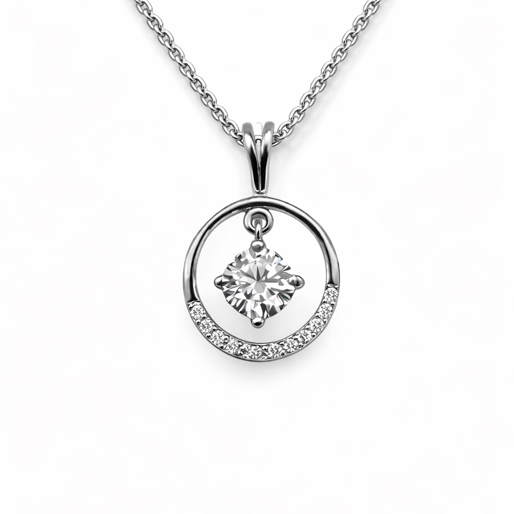 1 Ct Moissanite Diamond Circle Dangle Pendant 1 Ct Moissanite Diamond Circle Dangle Pendant